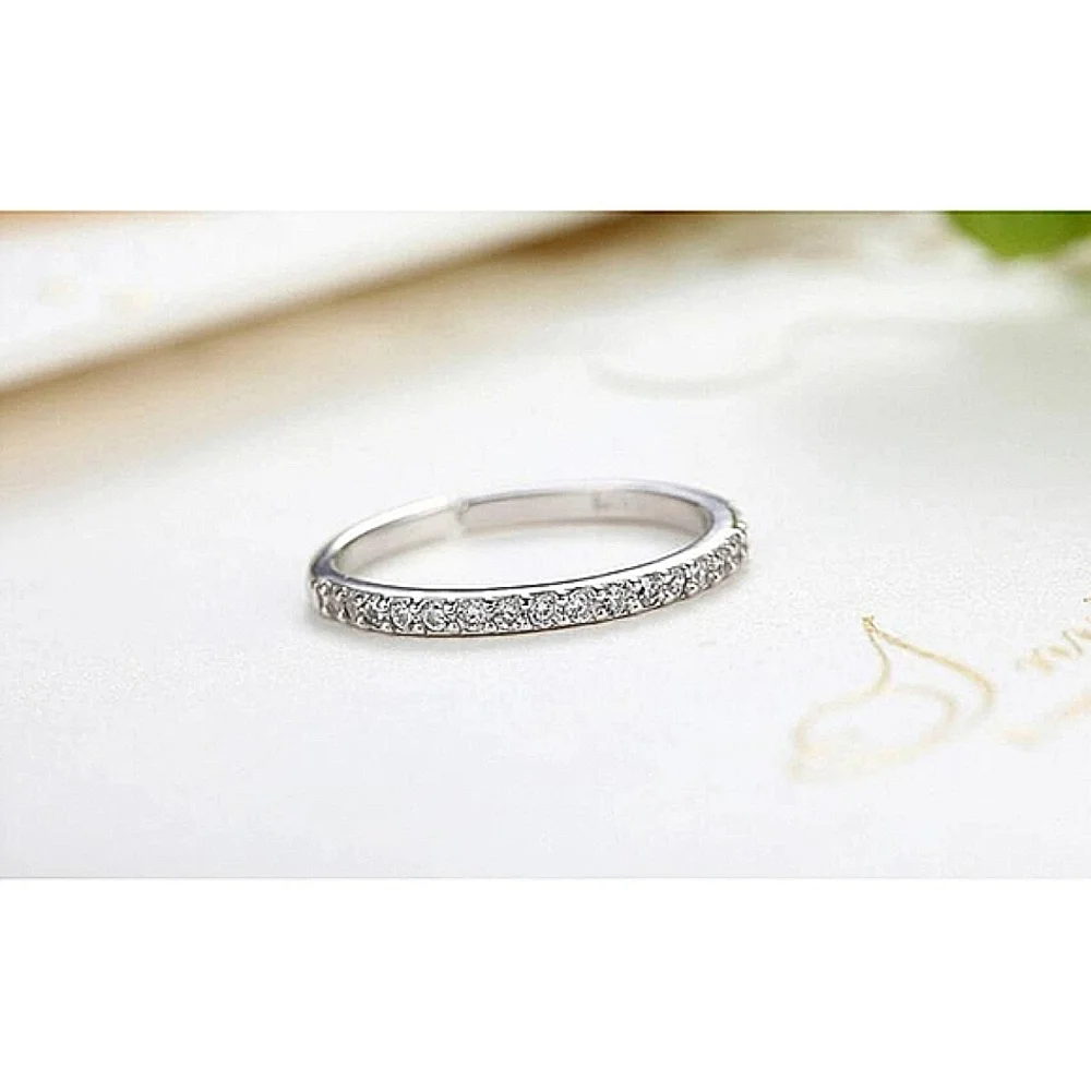 NEW Women's Simulated Diamonds 925 Sterling Silver Band Ring,‎ Adjustable